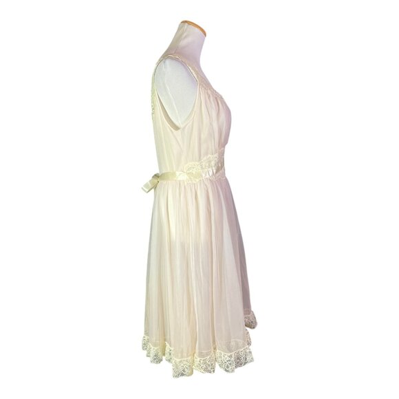 Vintage 1950s Vanity Fair Nightgown Layered Pale Pink Lace Sleeveless *Flaw - Picture 12 of 13